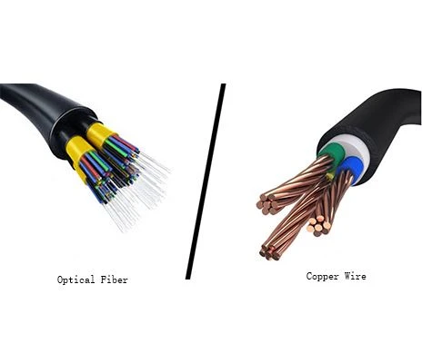 Hvad er forskellen mellem optisk fiber og kobbertråd?